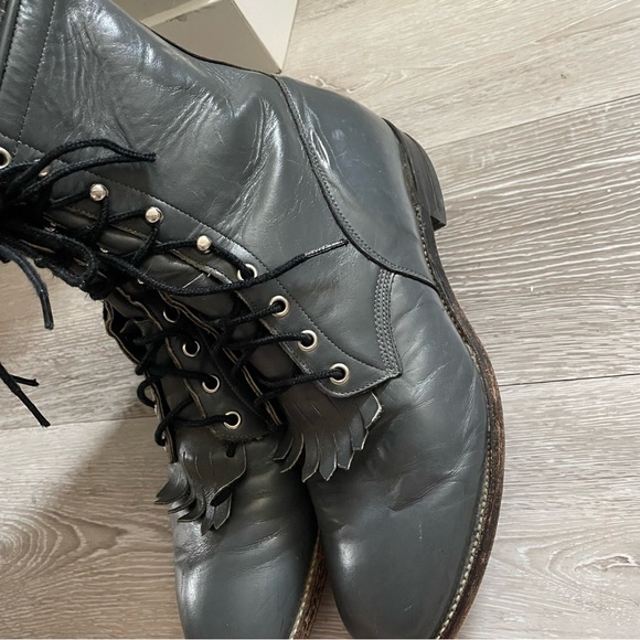 Vintage Justin Fringe Kilte Roper Boots Genuine Leather Cowboy Western Grey Mens - Picture 4 of 12